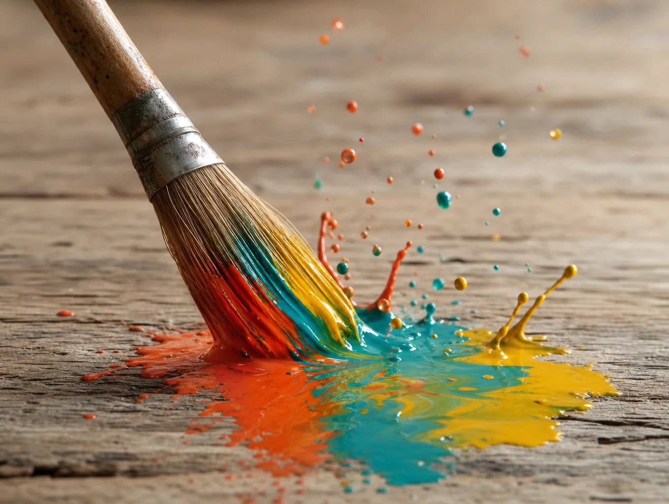 Close-up of three artist paintbrushes showing ferrule and synthetic bristle snap